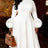 AOMEIDRESS Women A Line Dresses Half High Neck Long Sleeve 3D Floral - White / S