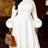 AOMEIDRESS Women A Line Dresses Half High Neck Long Sleeve 3D Floral - White / S