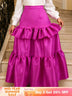 AOMEIDRESS Women A Line Shiny Skirt High Waist Tierred Ruffles Slim - Rose / S