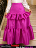AOMEIDRESS Women A Line Shiny Skirt High Waist Tierred Ruffles Slim - Rose / S