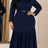 AOMEIDRESS Women Bddycon Dress Peter Pan Collar Long Sleeve Pleated - Navy blue / L