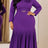 AOMEIDRESS Women Bddycon Dress Peter Pan Collar Long Sleeve Pleated - Purple / L