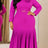AOMEIDRESS Women Bddycon Dress Peter Pan Collar Long Sleeve Pleated - Rose / L