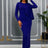 AOMEIDRESS Women Bodycon Dress O Neck Long Sleeve Draped Party Gowns DarkBlue / S