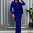 AOMEIDRESS Women Bodycon Dress O Neck Long Sleeve Draped Party Gowns DarkBlue / S