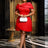 AOMEIDRESS Women Bow Short Cocktail Dresses Off Shoulder Party Dress Red / S