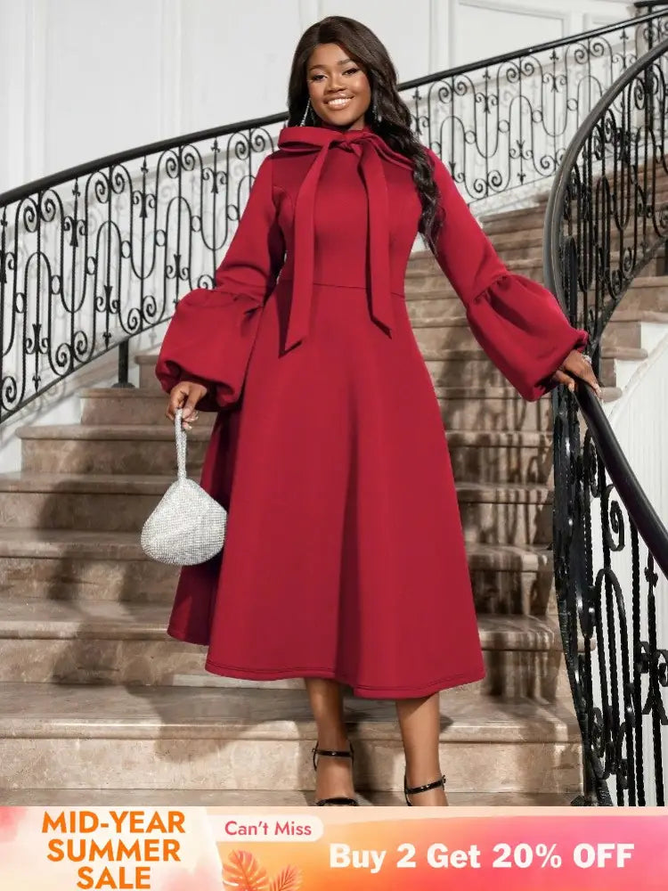 Red Christmas evening party dress