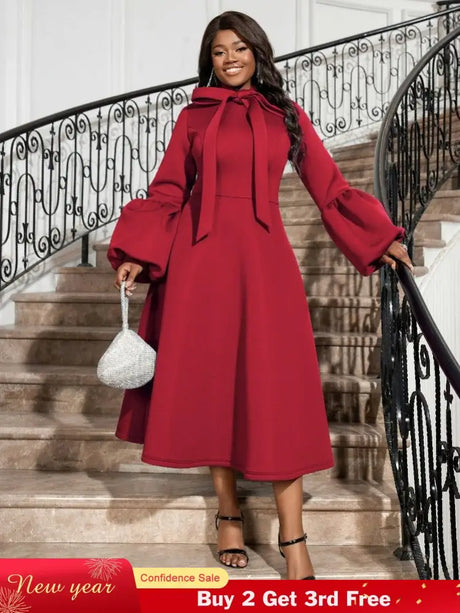 Red Christmas evening party dress