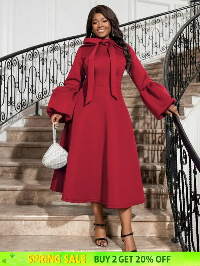 Red Christmas evening party dress