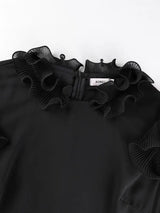 AOMEIDRESS Women Chiffon Dress Ruffles Puff Sleeve Wedding Guest Gown