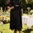 AOMEIDRESS Women Chiffon Dress Ruffles Puff Sleeve Wedding Guest Gown Black / L