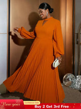 Elegant long sleeve maxi party dress pleated dress with sleeves