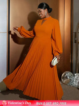 Elegant long sleeve maxi party dress pleated dress with sleeves