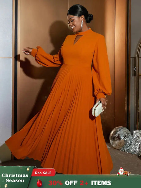 Elegant long sleeve maxi party dress pleated dress with sleeves