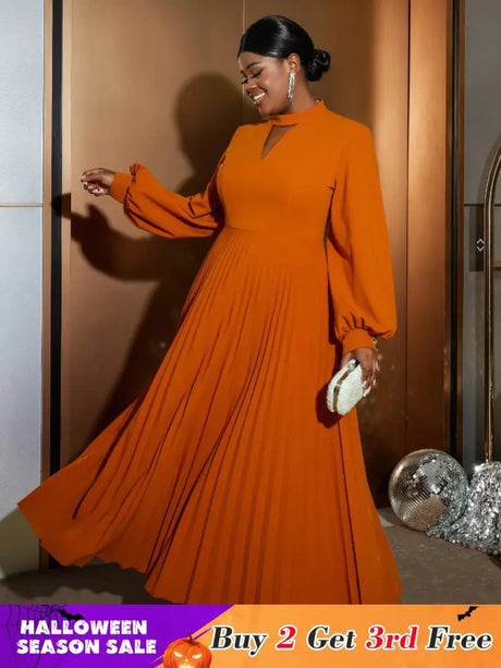 Elegant long sleeve maxi party dress pleated dress with sleeves