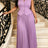 AOMEIDRESS Women Elegant 2 Piece Set V Neck Vest Top Pleated Skirt - Lavender / S