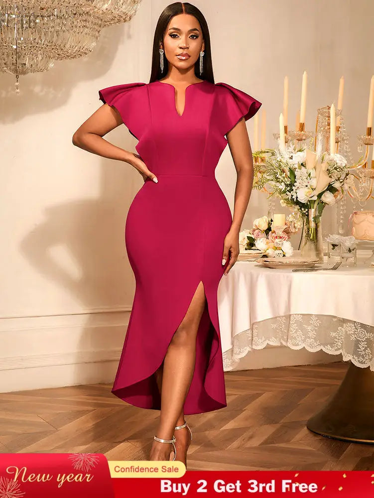 AOMEIDRESS Women Elegant Dresses For Special Occasions Summer Wedding Wine / S