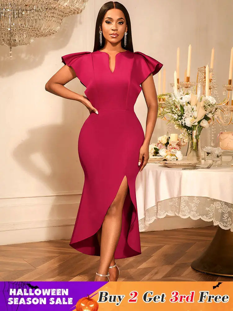 AOMEIDRESS Women Elegant Dresses For Special Occasions Summer Wedding Wine / S