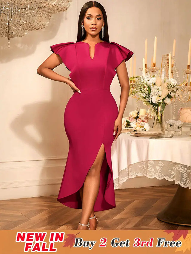 AOMEIDRESS Women Elegant Dresses For Special Occasions Summer Wedding Wine / S
