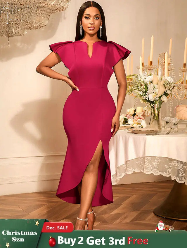 AOMEIDRESS Women Elegant Dresses For Special Occasions Summer Wedding Wine / S