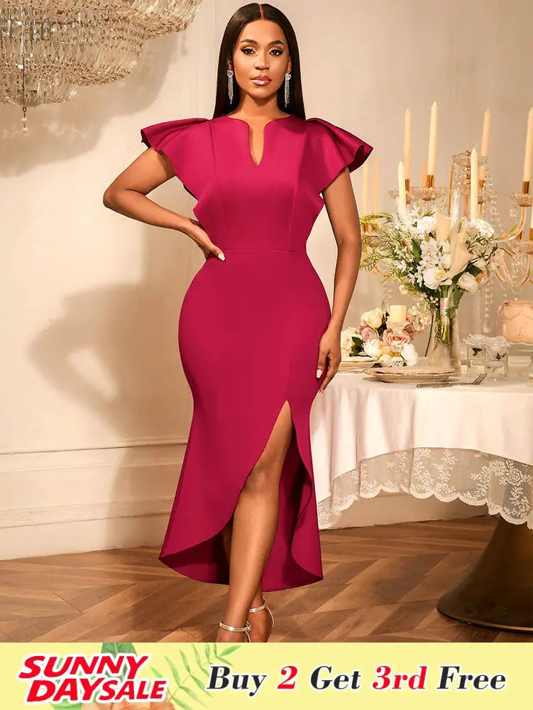 AOMEIDRESS Women Elegant Dresses For Special Occasions Summer Wedding Wine / S