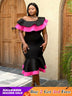 Rose Sexy One Shoulder Party Dress 