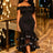 AOMEIDRESS Women Elegant Off Shoulder Mermaid Dress Tiered Ruffle - Black / S