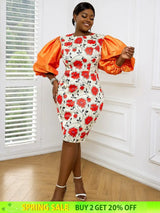 Floral print bodycon dress for women