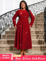 AOMEIDRESS Women Glitter Vintage Prom Party Dress Red / S