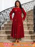 AOMEIDRESS Women Glitter Vintage Prom Party Dress Red / S