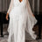 AOMEIDRESS Women Jumpsuits V Neck Mesh Batwing Sleeves Long Wide Leg - White / L