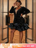 Deep V-neck Mini Mermaid Dress sequin party dresses
