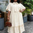 AOMEIDRESS Women Loose Long Dresses Ruffles Hem Africa Solid Church - Apricot / L