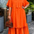 AOMEIDRESS Women Loose Long Dresses Ruffles Hem Africa Solid Church - Orange / L