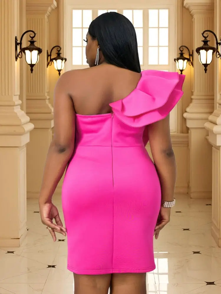 Classy ruffles semi-formal short dress