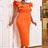 AOMEIDRESS Women Orange Beaded Dress Ruffles Sleeve Wedding Guest Gown Orange / S