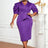 AOMEIDRESS Women Package Hip DressesPuff Sleeve Peplum Party Gowns DarkPurple / L