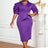 AOMEIDRESS Women Package Hip DressesPuff Sleeve Peplum Party Gowns DarkPurple / L