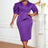 AOMEIDRESS Women Package Hip DressesPuff Sleeve Peplum Party Gowns DarkPurple / L