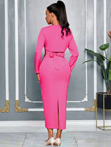 AOMEIDRESS Women Pink Two Pieces Set Ruffles Crop Tops Bodycon Skirts