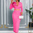AOMEIDRESS Women Pink Two Pieces Set Ruffles Crop Tops Bodycon Skirts Pink / S