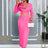 AOMEIDRESS Women Pink Two Pieces Set Ruffles Crop Tops Bodycon Skirts Pink / S