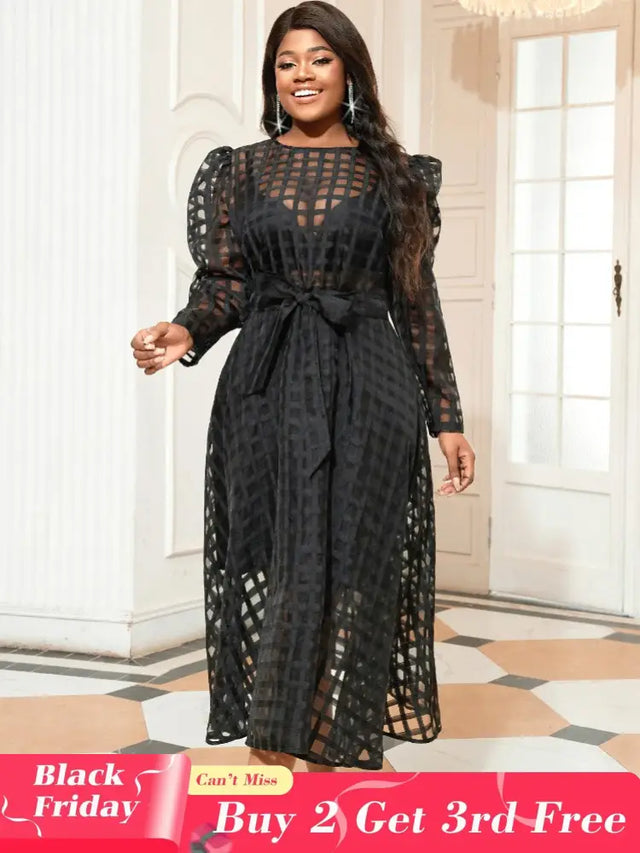 Sexy See Through Plus Size AOMEI Dress for Women