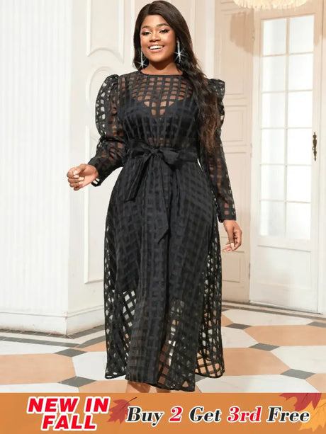 Sexy See Through Plus Size AOMEI Dress for Women