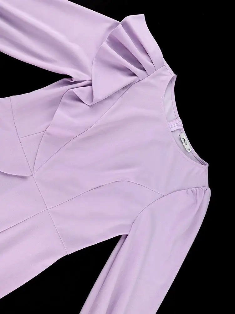 AOMEIDRESS Women Pleated Bodycon Dress Lantern Sleeve Party Clothing