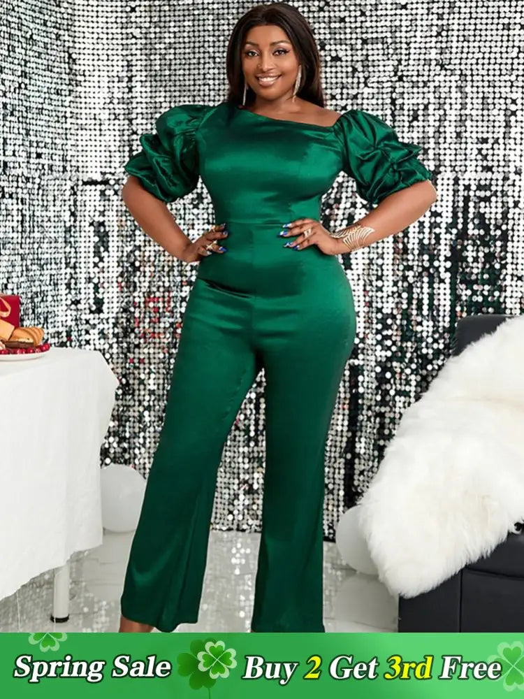 Green Slim Fit Party Jumpsuit for Women