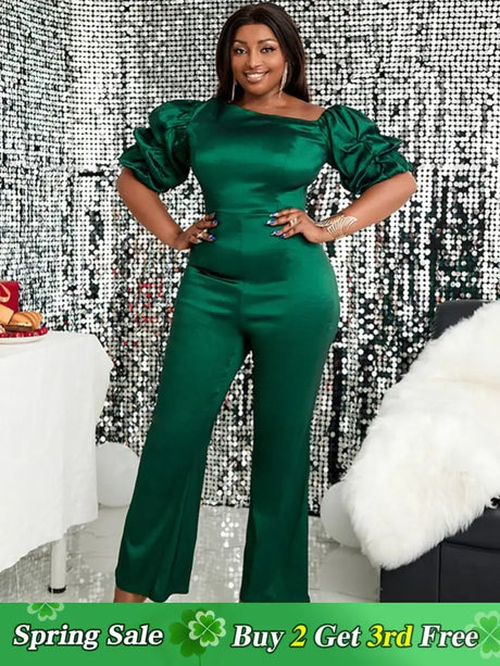 Green Slim Fit Party Jumpsuit for Women