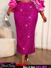 AOMEIDRESS Women Rose Sequin Bodycon Skirt Party Evening Wedding Gown - Rose / L