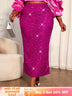 AOMEIDRESS Women Rose Sequin Bodycon Skirt Party Evening Wedding Gown - Rose / L