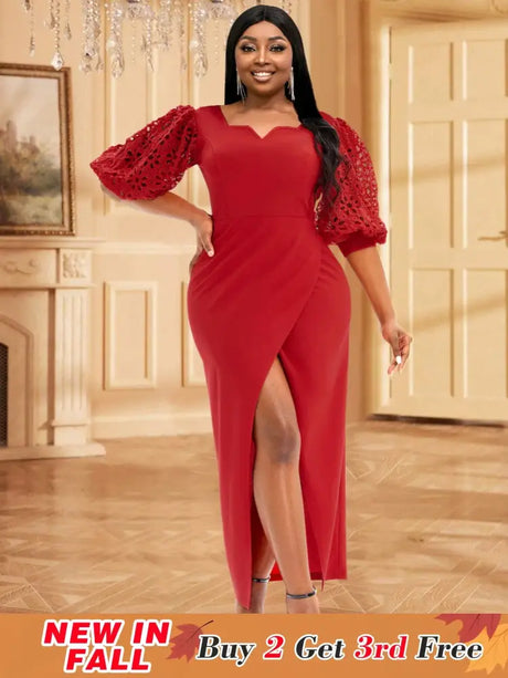 Red high slit and slim fit party dress